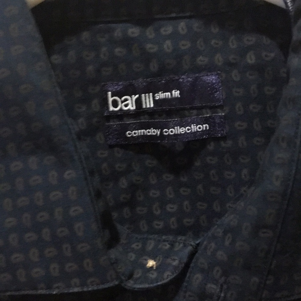 BAR III mens paisley Carnaby Slim Fit button down 15-15.5 (34-35)shirt size M